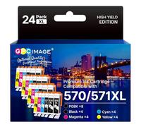 GPC Image 570XL 571XL Ink Cartridges Replacement for Canon 570 571, 24 Pack | Replacement for Canon PIXMA MG5750 MG5751 MG5700 MG5500 TS6050 MG6800 MG6850 MG6851 TS5000 TS5050 TS5051 (8PGBK/4BK/4C/4M/4Y)
