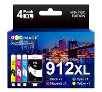 GPC Image 912XL 3YP34AE High Yield Multipack Ink Cartridge Replacement for HP 912 XL Compatible for OfficeJet 8010 8012 8014 8015 OfficeJet Pro 8022 8023 8024 Printer(Black/Cyan/Magenta/Yellow)