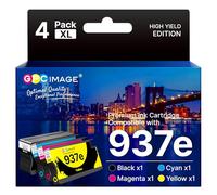 GPC Image 937e 937 Ink Cartridges 937XL Compatible for HP 937 Ink Cartridges Multipack 937e (XL) for HP OfficeJet Pro 9720e 9730e 9120e 9125e 9132e 9135e 9120b 9110b (B/C/M/Y, 4 Pack with Chip)