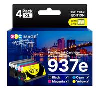 GPC Image 937e 937XL Ink Cartridges Compatible for HP 937 Ink Cartridges Multipack 937e (XL) for HP OfficeJet Pro 9720e 9730e 9120e 9125e 9132e 9135e 9120b 9110b (B/C/M/Y, 4 Pack with Chip)
