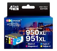 GPC Image 950XL 951XL Ink Cartridges Compatible for HP 950XL/951XL Combo Pack Ink Cartridges for HP Officejet Pro 8600 8610 8620 8100 8615 8630 8640 8625 8660 251dw 276dw (B/C/M/Y, 4-Pack)