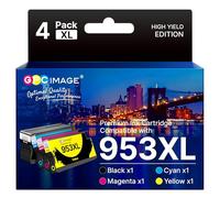 GPC Image 953XL Ink Cartridges with Chip, 4 Pack | Compatible for HP 953 Ink Cartridges for Officejet Pro 8210 8715 7720 7730 7740 8218 8710 8720 8725 8728 8730 8740 8200 8216