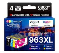 GPC Image 963XL Ink Cartridges Replacement for HP 963 963XL (BCMY, 4-Pack) | 963XL Multipack for HP Officejet Pro 9010e 9012e 9014 9015 9016 9018 9019 9022 9020 9025 Printers (Black Cyan Magenta Yellow)