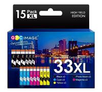GPC Image Compatible Ink Cartridges Replacement for Epson 33XL for Expression Premium XP-900 XP-540 XP-640 XP-530 XP-635 XP-645 XP-830 XP-630 XP-7100 (Black Photo Black Cyan Magenta Yellow, 15-Pack)