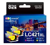 GPC Image LC421XL Compatible Ink Cartridges for Brother LC421 XL LC-421XL Multipack for Brother DCP-J1050DW DCP-J1140DW MFC-J1010DW (2 Black, 2 Cyan, 2 Magenta, 2 Yellow, 8-Pack)