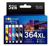 GPC Image Multipack Ink Cartridges Replacement for HP 364XL 364 Compatible with 5510 5520 5522 5524 6510 6520 B8550 C5388 C6380 7510 7520 4620 3070A 3520 (Black Cyan Magenta Yellow, 5-Pack)