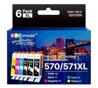 GPC Image Ink Cartridges Replacement for Canon PGI-570XL CLI-571XL Compatible with PIXMA MG5700 MG5750 MG5751 MG6850 MG6851 TS5050 TS5051 TS6050 MG6800 MG6850(PGBK Black Cyan Magenta Yellow,6-Pack)