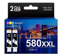 GPC Image PGI-580XXL PGBK Compatible Ink Cartridges Replacement for Canon PIXMA TS8150 TS6251 TS6350 TS6351 TR8550 TS8150 TS8250 TS6150 TR7550 TS9150 TS6151 TS8251 TS6250 TS9550 TS705 TS8151 (2 PGBK)
