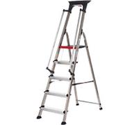 Double Decker Step c/w Handrails; 5 Tread; Aluminium; Silver/Black/Red
