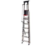 Double Decker Step c/w Handrails; 7 Tread; Aluminium; Silver/Black/Red