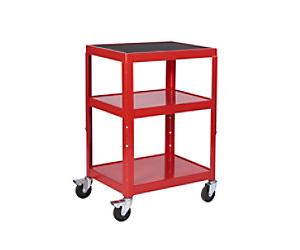 GPC Super Strength Mobile Shelf Trolley 3 Shelves 150 kg 610 x 460 x 1,070 mm Red