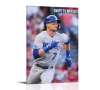 GPCLJW Bobby Witt Jr Art Waterproof Modern Mural Water Office Poster Suitable for Living Room Bedroom Home Office Living Room 08x12inch(20x30cm) Frame-style