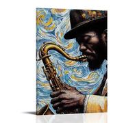 GPCLJW Jazz Poster Art Waterproof Modern Mural Water Office Poster Suitable for Living Room Bedroom Home Office Living Room 12x18inch(30x45cm) Frame-style-5