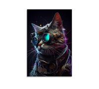 GPCLJW Steampunk Cat Art Waterproof Modern Mural Water Office Poster Suitable for Living Room Bedroom Home Office Living Room 20x30inch(50x75cm) Unframe-style