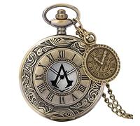 GPDNBIEU, 1 Pc Antique Hollow Assassin 's Creed Dial Steampunk Roman Numerals Necklace Pendant-