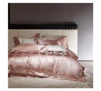 GPDNBIEU, 1000TC Egyptian Cotton Quality Silver Satin Jacquard Duvet Cover Set 4Pcs Luxury Classic Bedding 1 flat sheet 2 Pillowcases(B,FLAT BED SHEET-KING 4PCS)
