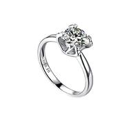 GPDNBIEU, 18ct White Gold Engagement Ring for Her 0.5ct Four Claws Moissanite Round Wedding Rings(1.5ct,N 1/2)