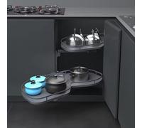 GPDNBIEU, 2-Tier Swing Tray Corner Saucer Pull-out Basket, Stainless Steel Double-Tier Dish Rack, Gray Saucer Pull-out Basket - Right/Left Open(Left)