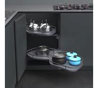 GPDNBIEU, 2-Tier Swing Tray Corner Saucer Pull-out Basket, Stainless Steel Double-Tier Dish Rack, Gray Saucer Pull-out Basket - Right/Left Open(Right)