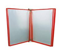 GPDNBIEU, 5 Double-Sided Panels Wall-Mounted File Holder, A4 Folder Poster Flip Book Display, PVC+Metal Transparent Page Stand, L23* H33cm(Red)