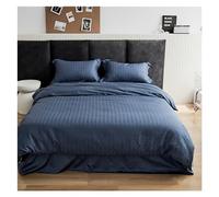 GPDNBIEU, Abstract Grey Lines Stripes Duvet Cover Set Cotton Satin Jacquard Queen King Size Bedding Fitted Sheet Pillow Cases(Blu,Queen Flat Sheet Set)
