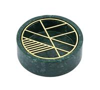 GPDNBIEU, Beautifully Openwork Brass Lid Marble Ashtray Indoor Anti-Fly Ash Cigar Outdoor Decorative Modern 12x4 cm/4.7x1.6 in Practical(Green+brass Cover a)