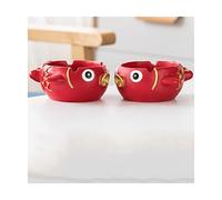 GPDNBIEU, Beautifully Resin Ashtray portable Ash Tray Large capacity Cigar Rest car ashtray Craft Table Top Decoration Gifts indoors Practical(Red Fish x2)