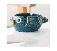 GPDNBIEU, Beautifully Resin Ashtray portable Ash Tray Large capacity Cigar Rest car ashtray Craft Table Top Decoration Gifts indoors Practical(Blue Color Fish)