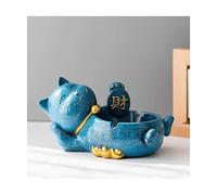 GPDNBIEU, Beautifully Resin Ashtray portable Ash Tray Large capacity Cigar Rest car ashtray Craft Table Top Decoration Gifts indoors Practical(Blue Cat)