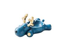 GPDNBIEU, Beautifully Resin Ashtray portable Ash Tray Large capacity Cigar Rest car ashtray Craft Table Top Decoration Gifts indoors Practical(Blue auspicious deer)