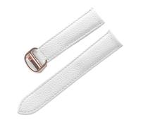 GPDNBIEU, Belt Leather Watch Strap Litchi Soft Men's Ladies' Replacement Compatible(White Rose Buckle,20mm)