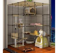 GPDNBIEU, Cat Cages Indoor Large, Cage Pets Playpen Dog, For Cats Metal Enclosure Net Exercise Yard Fence Small with Door(111 * 111 * 145CM)
