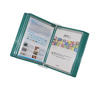 GPDNBIEU, Catalog Display Rack, Wall-Mount Reference System, 10 Double-Sided Panels, with 20 A4 Letter Sized Pockets, Loose-Leaf Document Storage(Green)