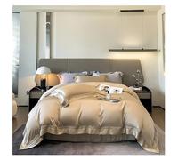 GPDNBIEU, Champagne Hollow Edge Chic Duvet Cover Eucalyptus Lyocell Cooling Breathable Silky 4Pcs Bedding set with Bed Sheet 2 Pillowcases(B,FITTED BED SHEET-KING 4PCS)