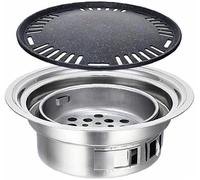 GPDNBIEU, Charcoal Barbecue Grill Round Portable Household Camping Grill Stove with Barbecue Net,Outdoor Barbecue Tools (Grilled)(Baking tray)