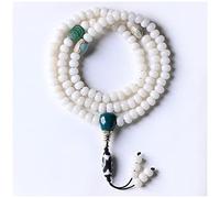 GPDNBIEU, Chinese Style White Bodhi Root Beaded Bracelet Necklace 108 Buddha Rosary with Tibetan Dzi Bead Unisex for Meditation Mala (Color : B) (Color(Jade)