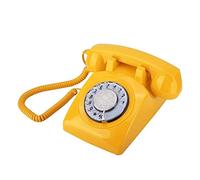 GPDNBIEU, Corded Analog Landline Telephone Desk,Classic Home Rotate for Bedroom/Office(Yellow)