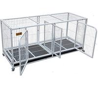 GPDNBIEU, Dog Cage - Heavy Duty Crate,Strong Metal Pet Kennels,Tear Resistant Square Tube with 4 Lockable Wheels and Removable Tray for Large Dogs Easy to Install(110 * 72 * 77cm)