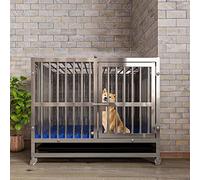 GPDNBIEU, Dog Cage Kennel for Large Dogs, Heavy Duty pet Fence for Training Indoor and Outdoor with Plastic Tray Door and Lock Design(78x52x72cm)