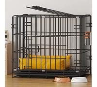 GPDNBIEU, Dog Cage- Playpen Pet Black Metal Folding Cage with 2 Doors with Plastic Base Tray Extra Heavy Duty Puppy Play Pen