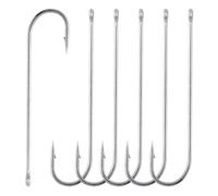 GPDNBIEU, Fish Hooks 50pcs Extra Long Shank Hook Aberdeen Hook Offset Fishing Hook High Carbon Steel Freshwater for Trout Bass Catfish(1l0)