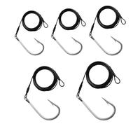 GPDNBIEU, Fish Hooks 5pcs Tuna Fishing Hooks Big Game Jig Rig Cable Wire Leader Rigging Saltwater Shark Toothy Fishhooks for Outdoor(6)