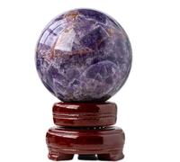 GPDNBIEU Fluorite Crystal Ball, Large Natural Dream Flower Pattern Amethyst Gemstone Sphere Sculpture Energy Meditation Stone Home Decor(Dia.80mm)