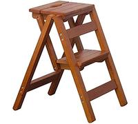 GPDNBIEU, Folding Ladder Staircase Multi Functional Solid Wood Stool Step Household(Brown)