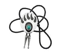 GPDNBIEU, for Men - Handmade Leather Rope Retro Creative Bear Paw Turquoise Bola Tie Casual Shoestring