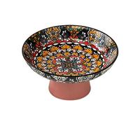 GPDNBIEU Fruit platters, Enamel Colored Ceramic High Legged Fruit Plate Coffee Table Snack in The Living Room(Style1)