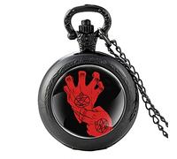 GPDNBIEU, Fullmetal Alchemist's Hand Vintage Quartz Pocket Watch for Men Women Pendant Necklace Watch Gift, Black