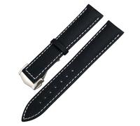 GPDNBIEU, High Density Nylon Watchband Fabric Leather Canvas Watch Strap(Black white Pointed,20mm)
