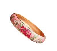 GPDNBIEU, Multi Color Enamel Cloisonne Filigree Pretty Flower Bangles Traditional Handmade(Pink-Diameter 2.36 inch)
