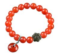 GPDNBIEU, Red Agate Quartz Bracelet Harmony Buckle Pendant Jade Flower Charm 9mm Good Luck Amulet Meditation Reiki Crystal for Women(Jade)